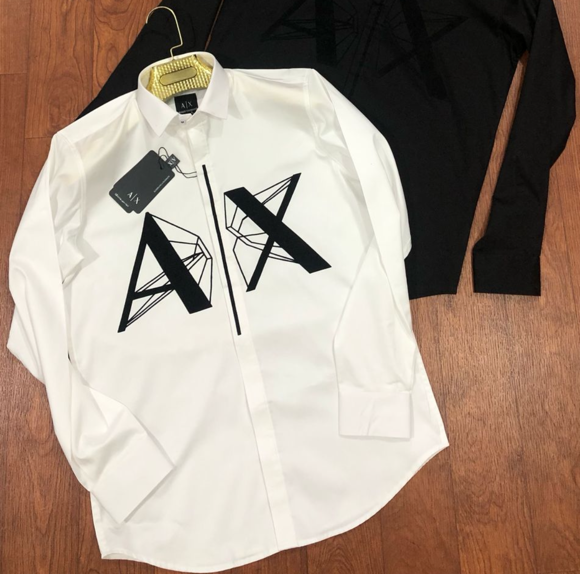 ARMANI EXCHANGE WHITE VELVET SHIRT