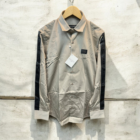 BALMAIN PARIS SIDE STRIP METALLIC STEEL SHIRT