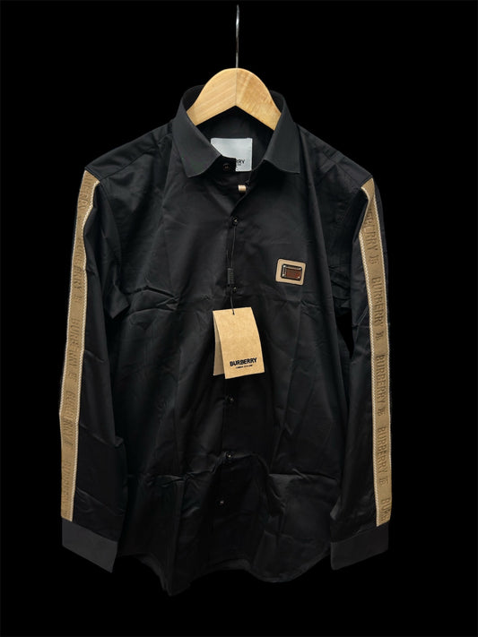 BURBERRY SLEEVE STRIP BLACK SHIRT
