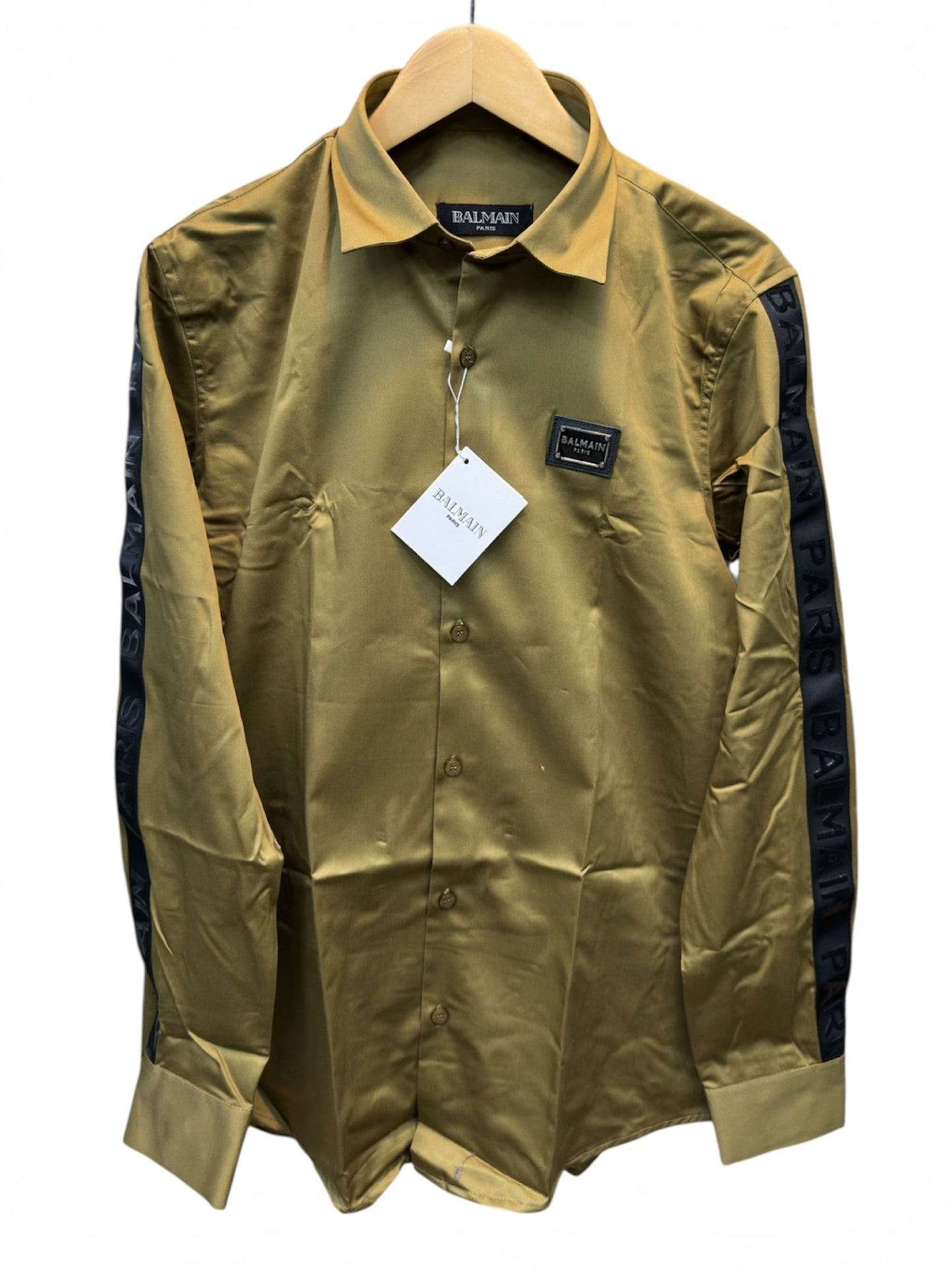 BALMAIN PARIS SIDE STRIP LIGHT GREEN SHIRT