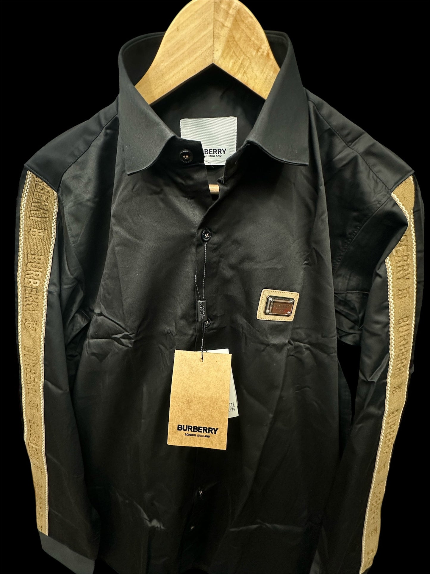 BURBERRY SLEEVE STRIP BLACK SHIRT