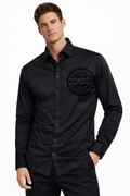 BALMAIN PARIS VELVET LOGO SHIRT