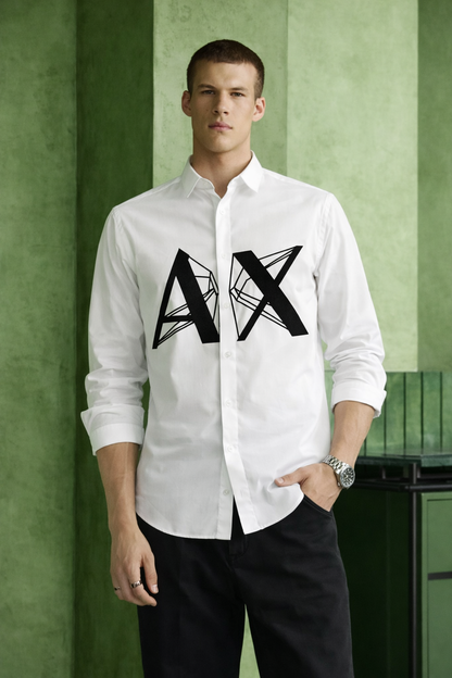 ARMANI EXCHANGE WHITE VELVET SHIRT