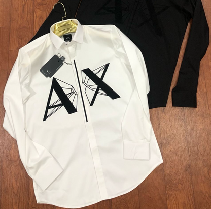 ARMANI EXCHANGE WHITE VELVET SHIRT