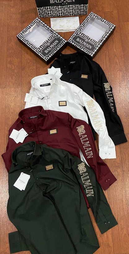 BALMAIN SIDE DESIGN MAHROON SHIRT