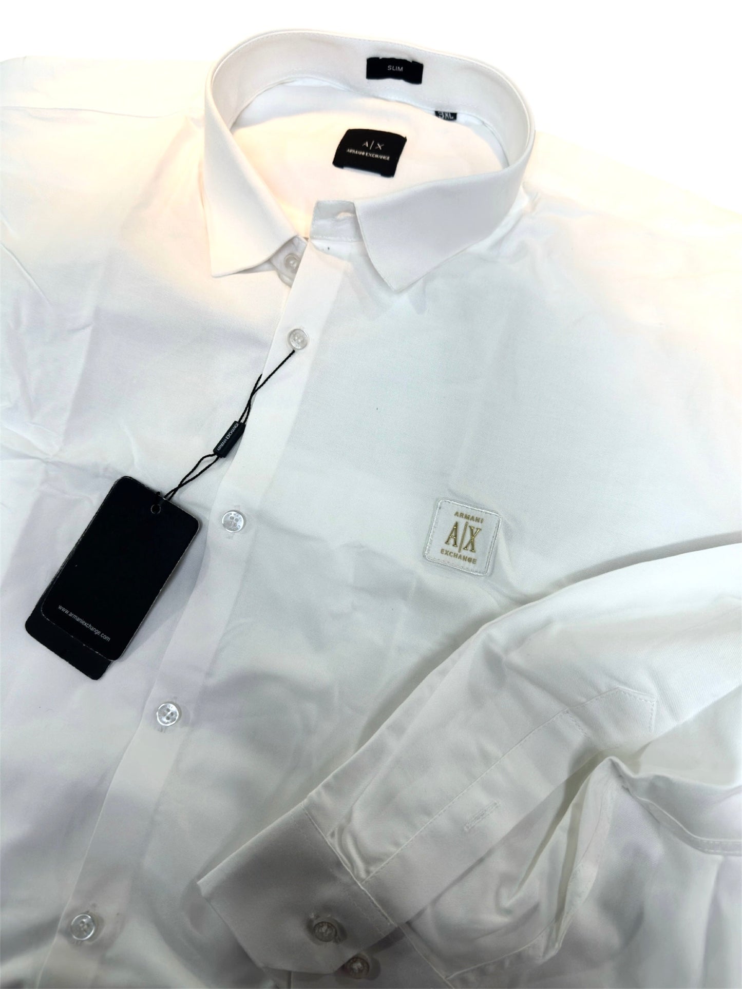 ARMANI EXCHANGE WHITE SHIRT GOLDEN LOGO BIG SIZE