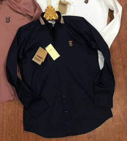 BURBERRY BLUE SHIRT COLLAR STRIP