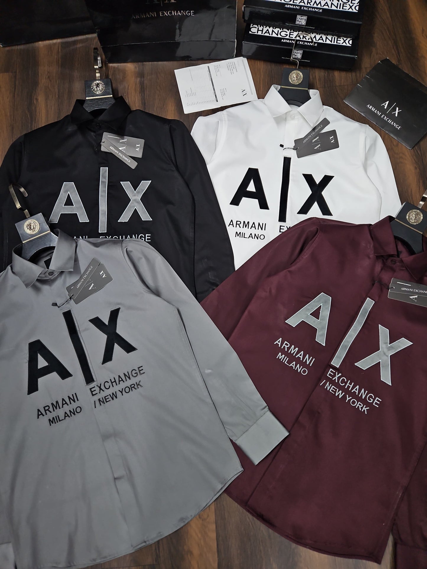 ARMANI EXCHANGE AX VELVET PRINT MAHROON SHIRT
