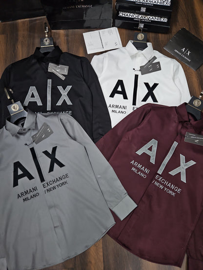 ARMANI EXCHANGE AX VELVET PRINT MAHROON SHIRT