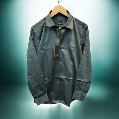 ARMANI EXCHANGE AX FRONT BUTTON PRINT SEA GREEN SHIRT