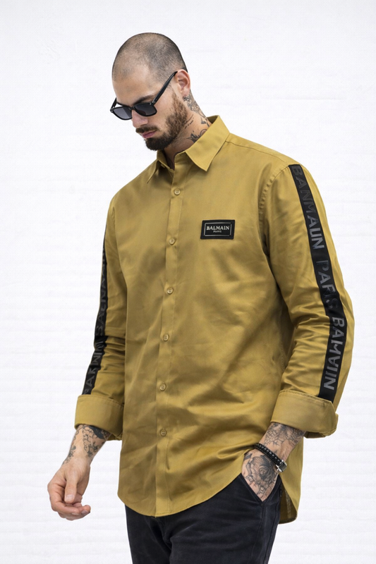 BALMAIN PARIS SIDE STRIP LIGHT GREEN SHIRT
