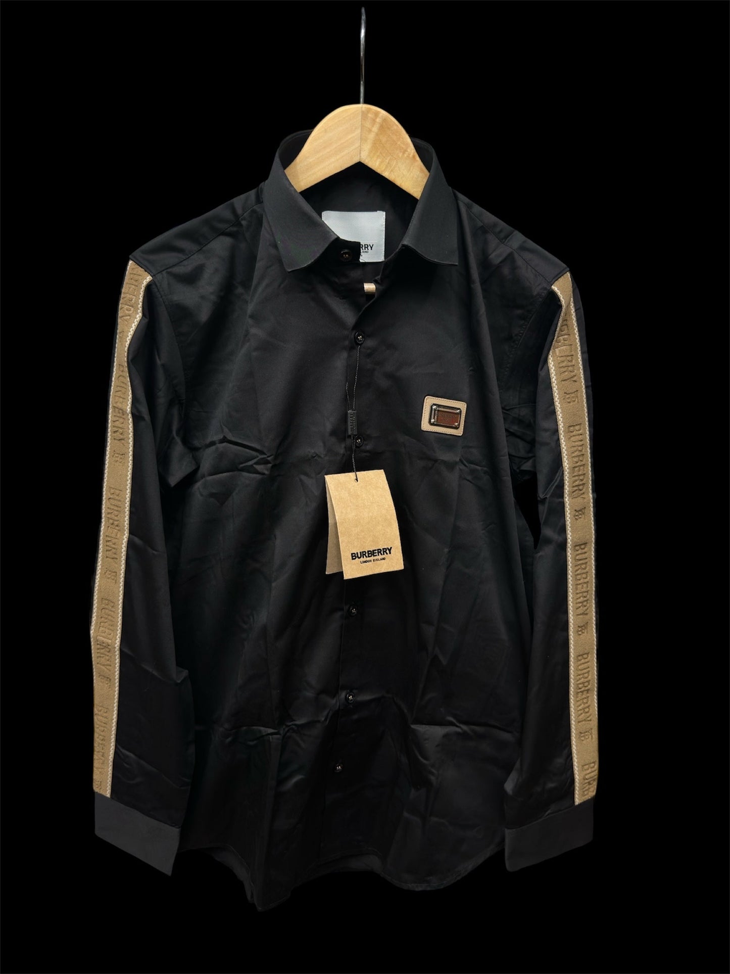 BURBERRY SLEEVE STRIP BLACK SHIRT