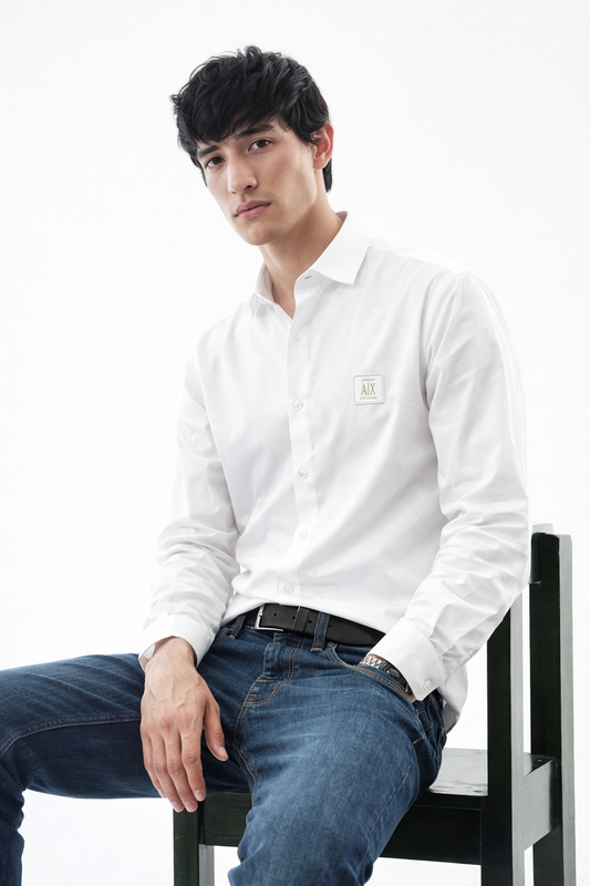 ARMANI EXCHANGE WHITE SHIRT GOLDEN LOGO BIG SIZE