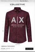 ARMANI EXCHANGE AX VELVET PRINT MAHROON SHIRT