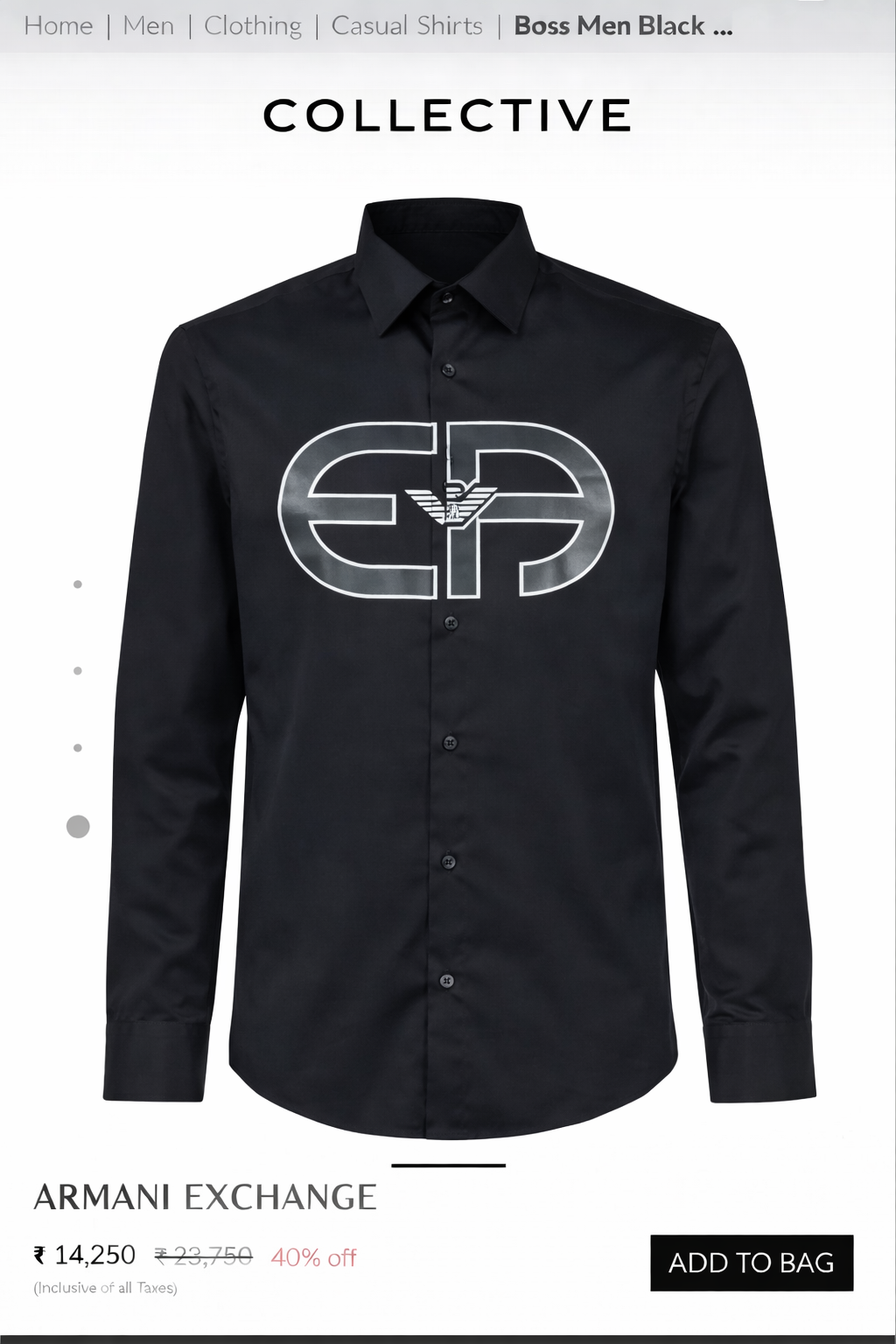 EMPORIO ARMANI AX BLACK SHIRT