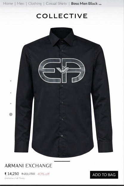EMPORIO ARMANI AX BLACK SHIRT