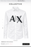 ARMANI EXCHANGE WHITE VELVET SHIRT