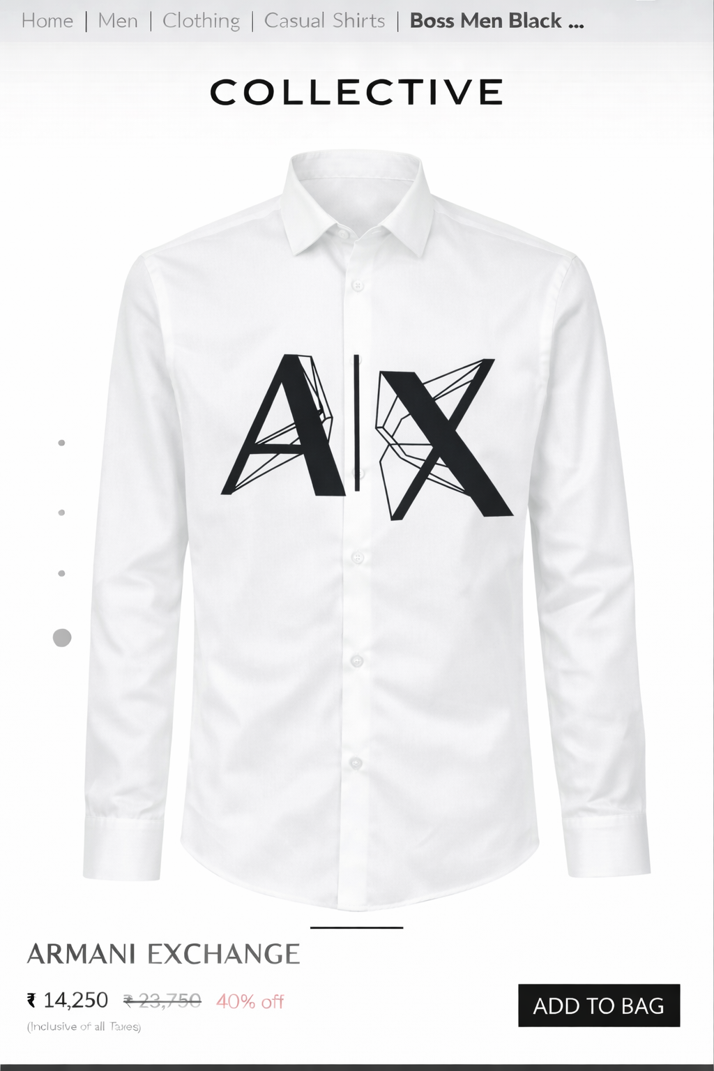 ARMANI EXCHANGE WHITE VELVET SHIRT