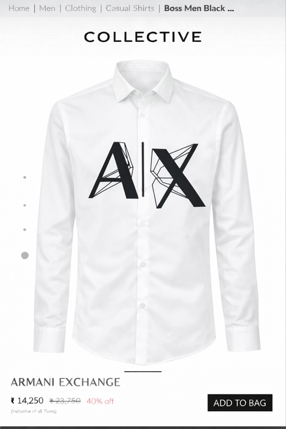 ARMANI EXCHANGE WHITE VELVET SHIRT
