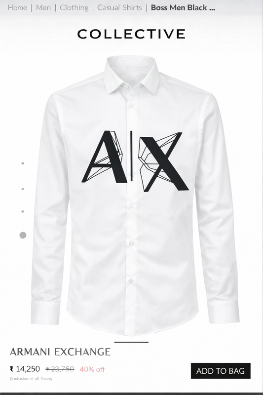ARMANI EXCHANGE WHITE VELVET SHIRT