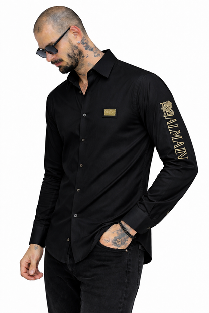 BALMAIN SIDE DESIGN BLACK SHIRT