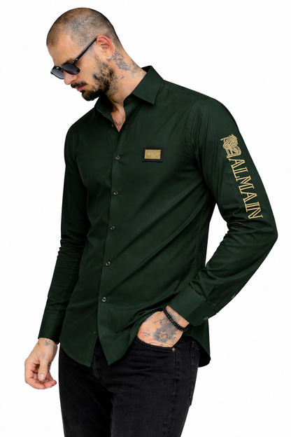 BALMAIN SIDE DESIGN GREEN SHIRT